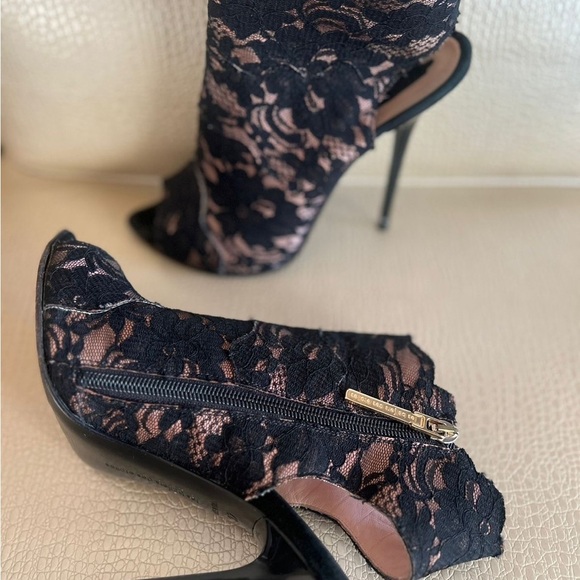 Made in Italy peep toe Lace black high stiletto heels size EU37 - Picture 9 of 12